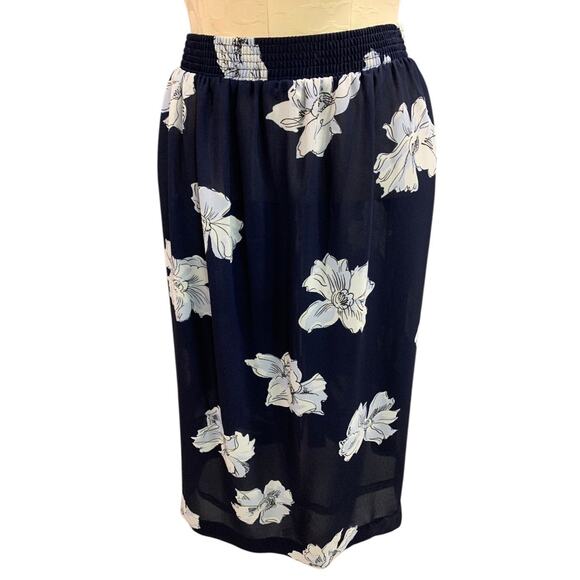 Size 20W Ms Russ Womens 1980s Sheer Skirt Shirt Outfit Navy Blue - Picture 8 of 12